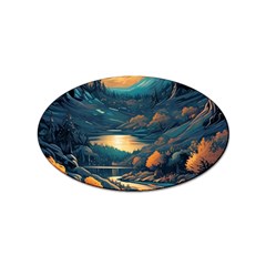 Forest River Night Evening Moon Sticker (oval) by pakminggu