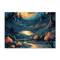 Forest River Night Evening Moon Sticker A4 (10 Pack) by pakminggu