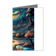 Forest River Night Evening Moon Mini Greeting Card by pakminggu