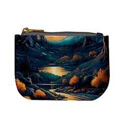 Forest River Night Evening Moon Mini Coin Purse by pakminggu