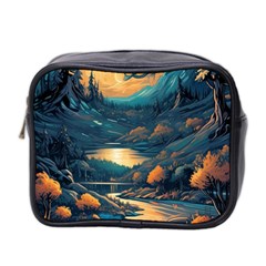 Forest River Night Evening Moon Mini Toiletries Bag (two Sides) by pakminggu