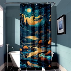 Forest River Night Evening Moon Shower Curtain 36  X 72  (stall)  by pakminggu