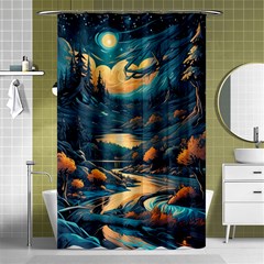 Forest River Night Evening Moon Shower Curtain 48  X 72  (small)  by pakminggu