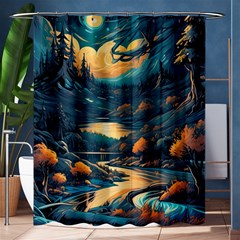 Forest River Night Evening Moon Shower Curtain 60  X 72  (medium)  by pakminggu