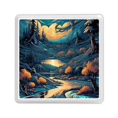 Forest River Night Evening Moon Memory Card Reader (square) by pakminggu