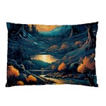 Forest River Night Evening Moon Pillow Case (Two Sides) Back