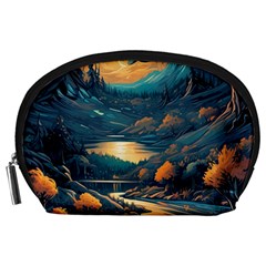 Forest River Night Evening Moon Accessory Pouch (large) by pakminggu