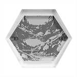 Forest River Night Evening Moon Hexagon Wood Jewelry Box Front