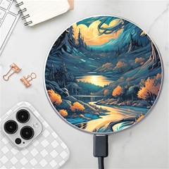 Forest River Night Evening Moon Wireless Fast Charger(white) by pakminggu