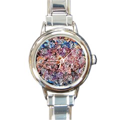 Abstract Waves Round Italian Charm Watch by kaleidomarblingart