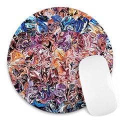 Abstract Waves Round Mousepad by kaleidomarblingart