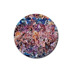 Abstract Waves Rubber Coaster (round) by kaleidomarblingart