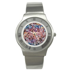 Abstract Waves Stainless Steel Watch by kaleidomarblingart