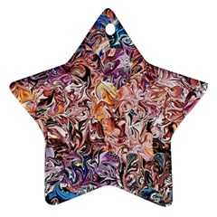 Abstract Waves Star Ornament (two Sides) by kaleidomarblingart