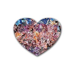 Abstract Waves Rubber Coaster (heart) by kaleidomarblingart