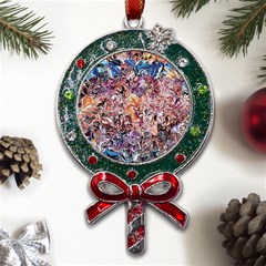 Abstract Waves Metal X mas Lollipop With Crystal Ornament by kaleidomarblingart