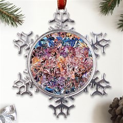 Abstract Waves Metal Large Snowflake Ornament by kaleidomarblingart