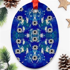 Oilpainting Blue Flowers In The Peaceful Night Ornament (oval) by pepitasart