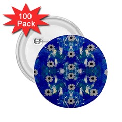 Oilpainting Blue Flowers In The Peaceful Night 2 25  Buttons (100 Pack)  by pepitasart