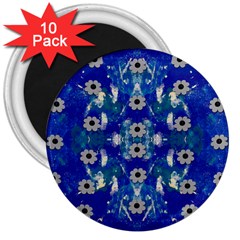 Oilpainting Blue Flowers In The Peaceful Night 3  Magnets (10 Pack)  by pepitasart