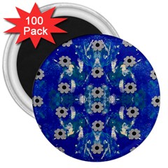 Oilpainting Blue Flowers In The Peaceful Night 3  Magnets (100 Pack) by pepitasart