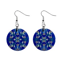 Oilpainting Blue Flowers In The Peaceful Night Mini Button Earrings by pepitasart