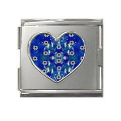 Oilpainting Blue Flowers In The Peaceful Night Mega Link Heart Italian Charm (18mm) by pepitasart