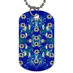 Oilpainting Blue Flowers In The Peaceful Night Dog Tag (two Sides) by pepitasart