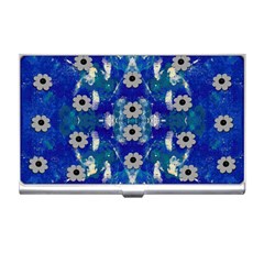 Oilpainting Blue Flowers In The Peaceful Night Business Card Holder by pepitasart