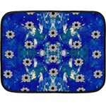 Oilpainting Blue Flowers In The Peaceful Night Fleece Blanket (Mini) 35 x27  Blanket