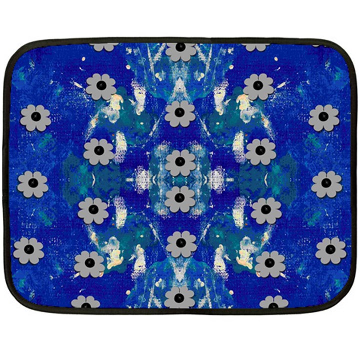 Oilpainting Blue Flowers In The Peaceful Night Fleece Blanket (Mini)