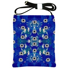 Oilpainting Blue Flowers In The Peaceful Night Shoulder Sling Bag by pepitasart