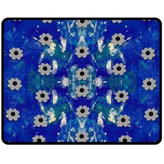 Oilpainting Blue Flowers In The Peaceful Night Fleece Blanket (medium) by pepitasart