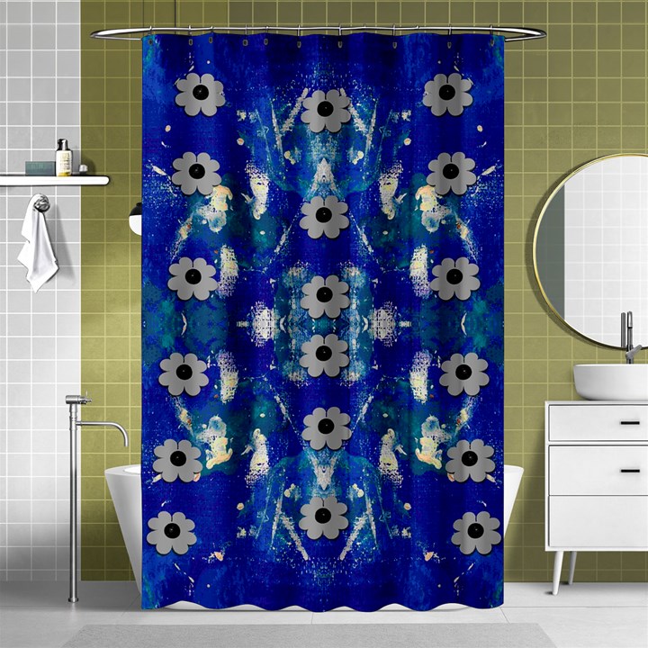 Oilpainting Blue Flowers In The Peaceful Night Shower Curtain 48  x 72  (Small) 