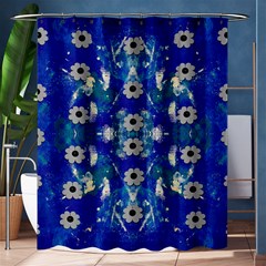 Oilpainting Blue Flowers In The Peaceful Night Shower Curtain 60  X 72  (medium)  by pepitasart