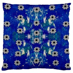 Oilpainting Blue Flowers In The Peaceful Night Large Cushion Case (two Sides) by pepitasart