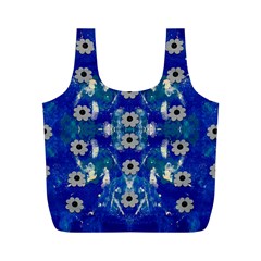 Oilpainting Blue Flowers In The Peaceful Night Full Print Recycle Bag (m)