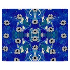 Oilpainting Blue Flowers In The Peaceful Night Two Sides Premium Plush Fleece Blanket (medium) by pepitasart