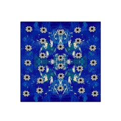 Oilpainting Blue Flowers In The Peaceful Night Satin Bandana Scarf 22  X 22  by pepitasart