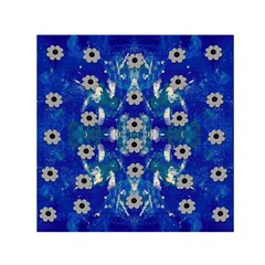 Oilpainting Blue Flowers In The Peaceful Night Square Satin Scarf (30  X 30 ) by pepitasart