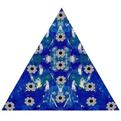 Oilpainting Blue Flowers In The Peaceful Night Wooden Puzzle Triangle by pepitasart