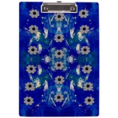 Oilpainting Blue Flowers In The Peaceful Night A4 Acrylic Clipboard by pepitasart