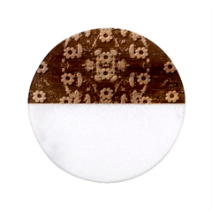 Oilpainting Blue Flowers In The Peaceful Night Classic Marble Wood Coaster (round)  by pepitasart