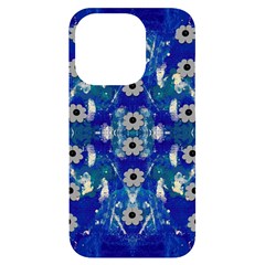 Oilpainting Blue Flowers In The Peaceful Night Iphone 14 Pro Black Uv Print Case by pepitasart