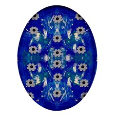 Oilpainting Blue Flowers In The Peaceful Night Oval Glass Fridge Magnet (4 Pack) by pepitasart