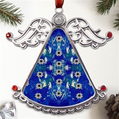 Oilpainting Blue Flowers In The Peaceful Night Metal Angel With Crystal Ornament