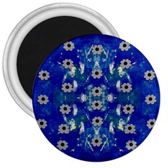 Oilpainting Blue Flowers In The Peaceful Night 3  Magnets by pepitasart