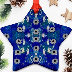 Oilpainting Blue Flowers In The Peaceful Night Ornament (star)