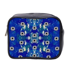 Oilpainting Blue Flowers In The Peaceful Night Mini Toiletries Bag (two Sides) by pepitasart