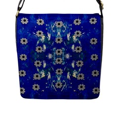 Oilpainting Blue Flowers In The Peaceful Night Flap Closure Messenger Bag (l) by pepitasart